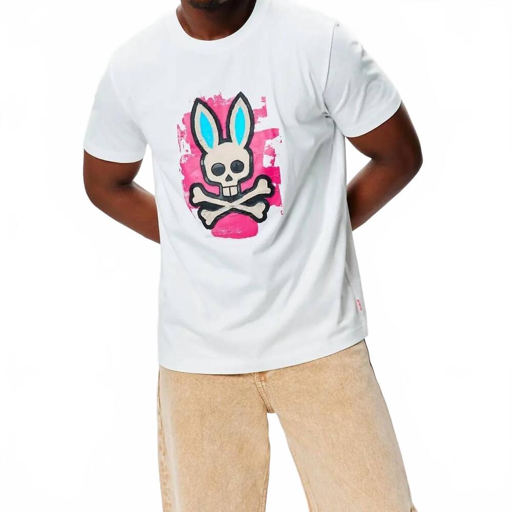 NEW PSYCHO BUNNY marcus graphic tee in white